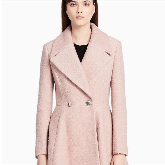 Calvin Klein Melton Double Breasted Pink Coat - Picture 2 of 4